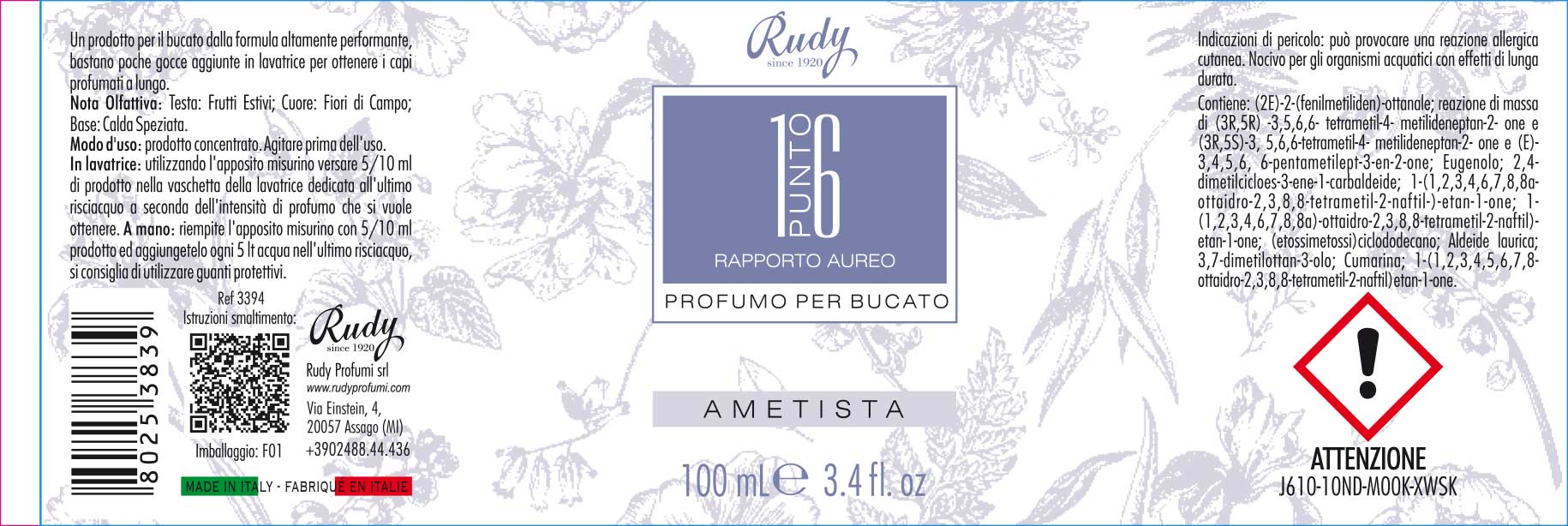 Etichettatura ambientale profumo per bucato Ametista 100 mL