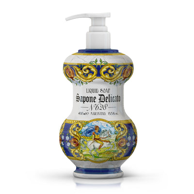 <b>Delicate hand &amp; face soap 400 mL</b><br />
N.&deg; 628 REGALIS<br />
<i>Gli Albarelli</i>