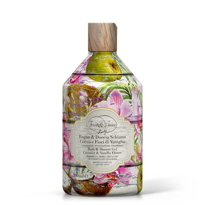 <b>Gel de Baño y Ducha 500 mL</b></br>Coco y Flores de Vainilla</br><i>Fruit&Juice</i>