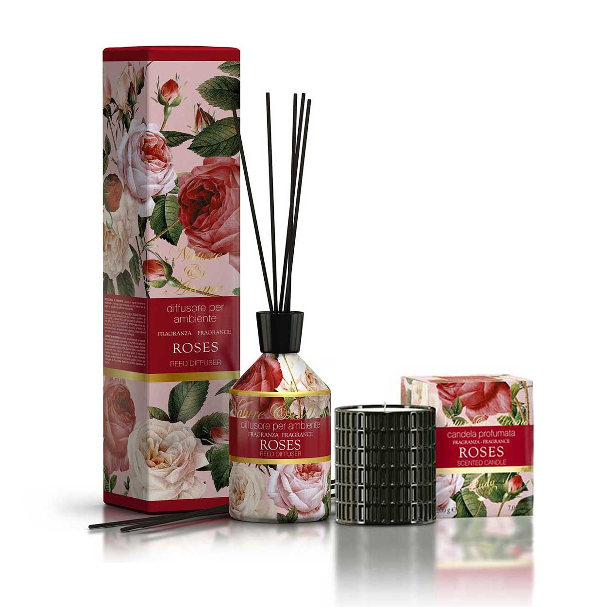 <b>Bundle Casa</b><br>Diffusore + Candela Roses<br><i>Nature & Arome</i>
