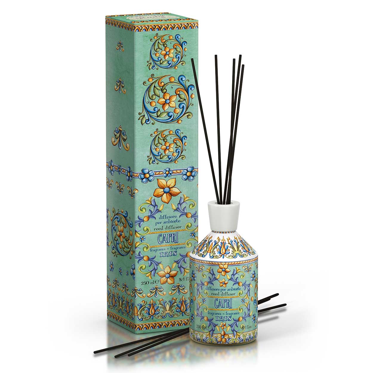 <b>Difusor de ambiente con varillas de 250 mL</b></br><i>línea capri</i>
