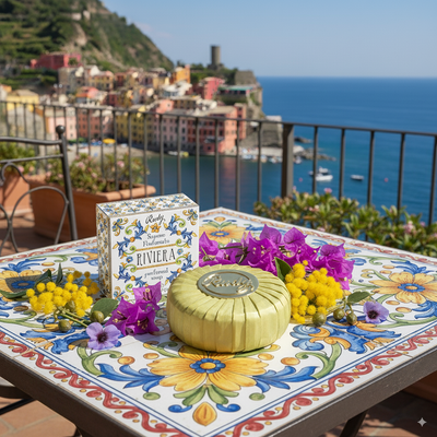 <b>Saponetta da 100g</b></br>Le Maioliche di Rudy</br><i>Linea Riviera</i>