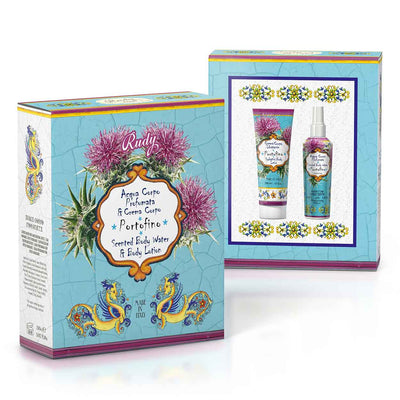 <b>Caixa de presente com Água Perfumada 150 mL + Creme hidratante corporal 200 mL</b></br>Le Maioliche di Rudy</br><i>Linha Portofino</i>