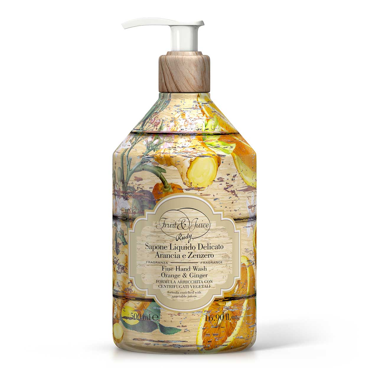 <b>Jabón de manos liquido 500 mL</b></br>Naranja y Jengibre</br><i>Fruit&Juice</i>