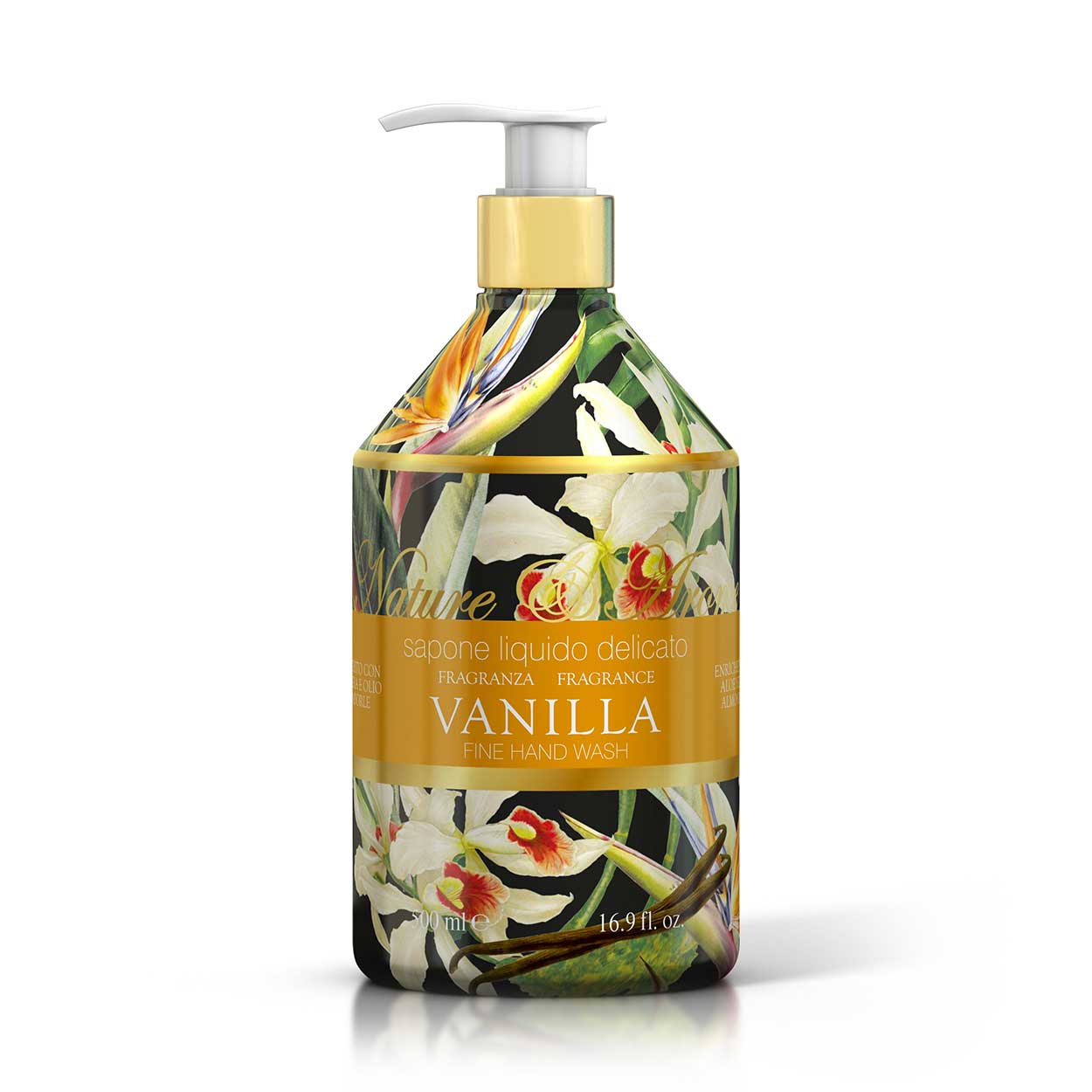 <b>Sapone liquido mani da 500 mL</b></br>Nature&Arome</br><i>Linea Vanilla</i>