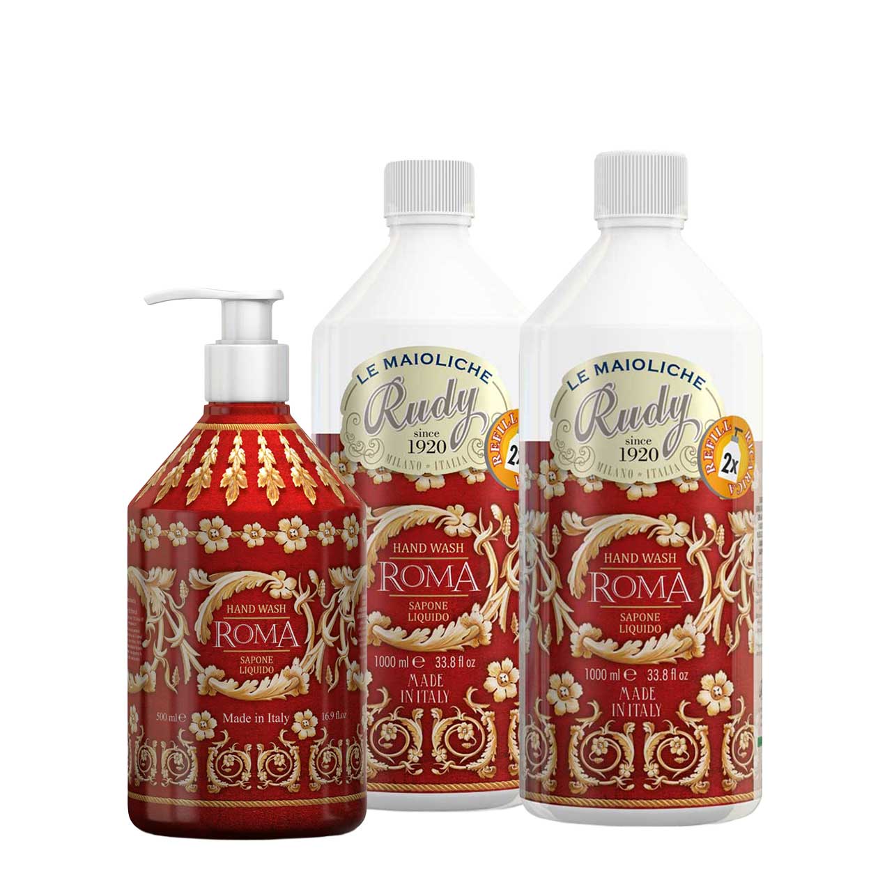 Hand soap set - Hand soap + 2 refills - Roma line – Rudy Profumi